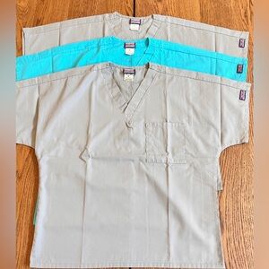 CHEROKEE WORKWEAR 3 PIECE BUNDLE Men's Scrub Tops SMALL